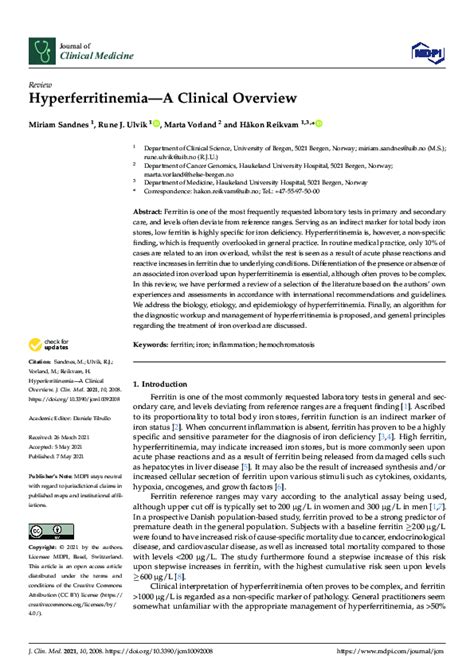 ferr medical term|Hyperferritinemia—A Clinical Overview .